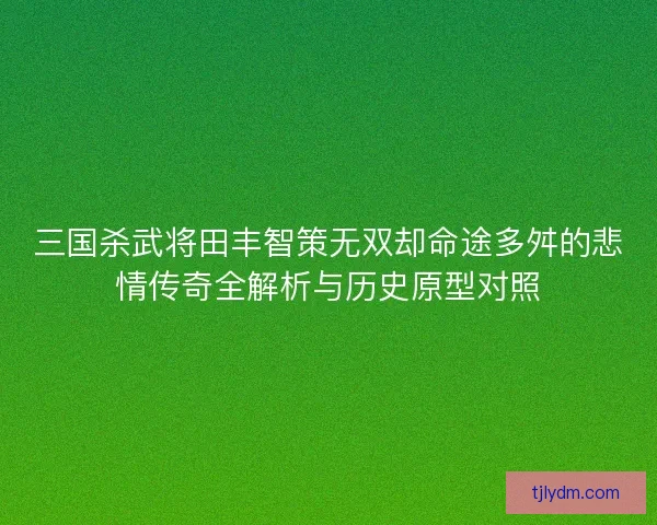 三国杀武将田丰智策无双却命途多舛的悲情传奇全解析与历史原型对照 三国杀武将田丰智策无双却命途多舛的悲情传奇全解析与历史原型对照