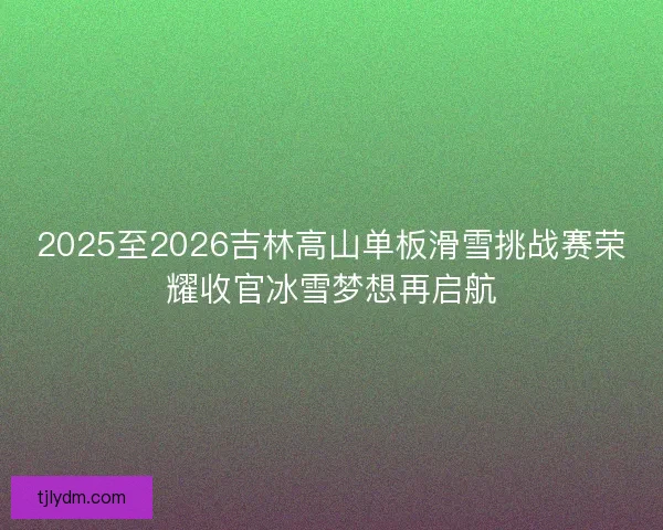 2025至2026吉林高山单板滑雪挑战赛荣耀收官冰雪梦想再启航 2025至2026吉林高山单板滑雪挑战赛荣耀收官冰雪梦想再启航